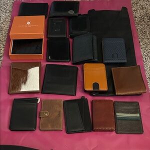 Men’s Lot of 18 Wallets, Card Holders & Tie Case